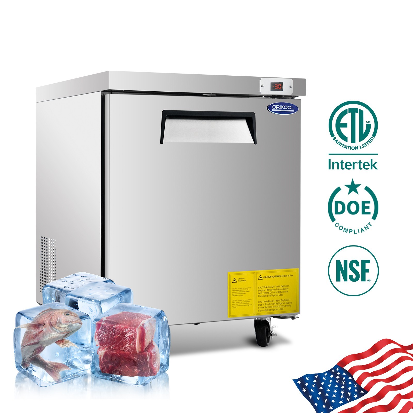 29″ Commercial Under Counter Freezer, 8 Cu.ft Undercounter Work Top