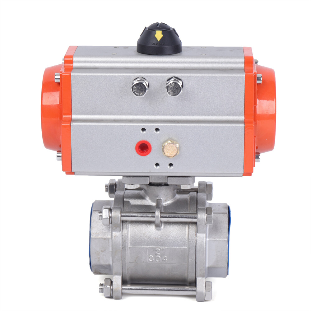2″ Pneumatic Air Actuated Stainless Ball Valve Single Acting Spring Return NEW