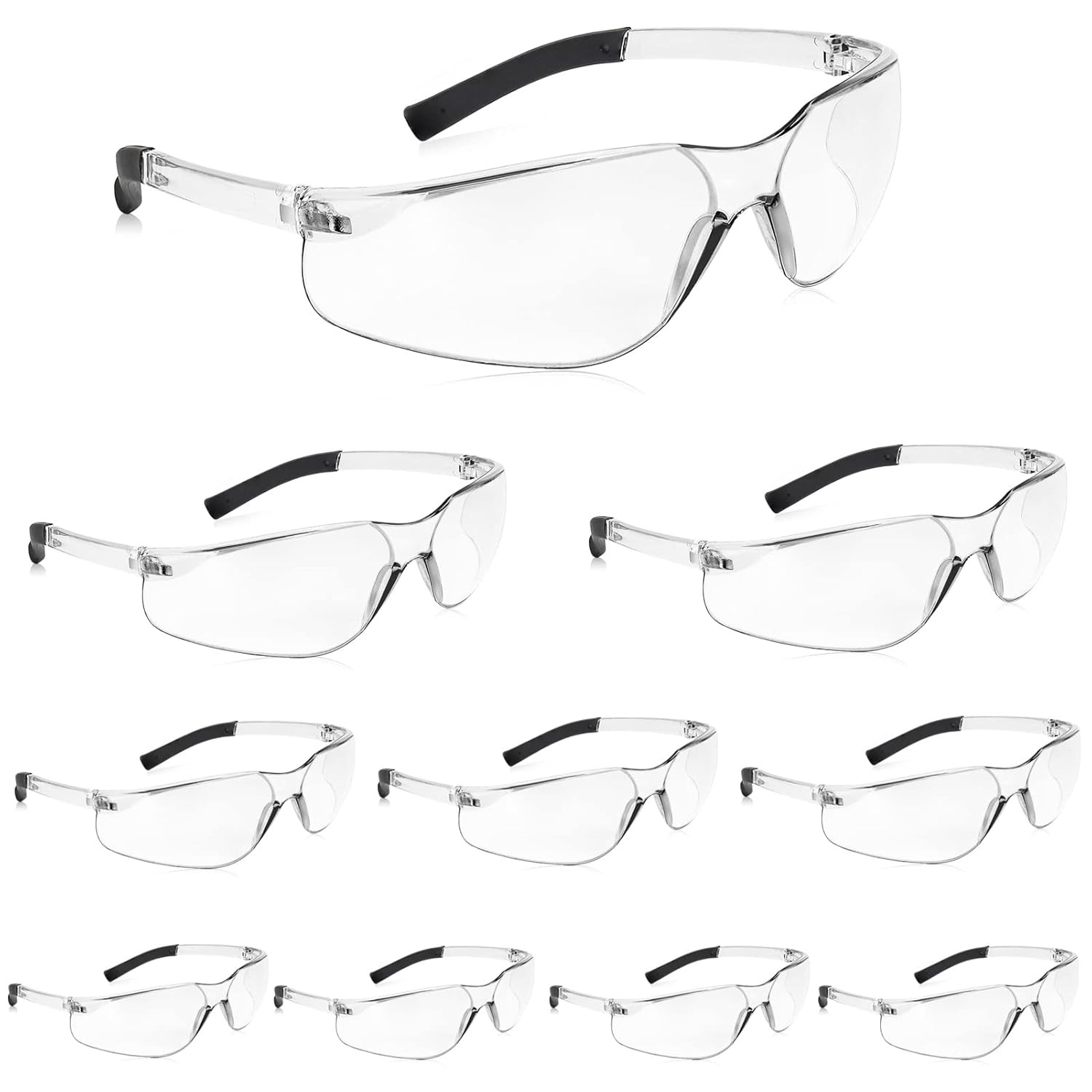 10 Pack Clear Safety Glasses with ANSI Z87.1 Scratch Resistant Eyewear for Wome