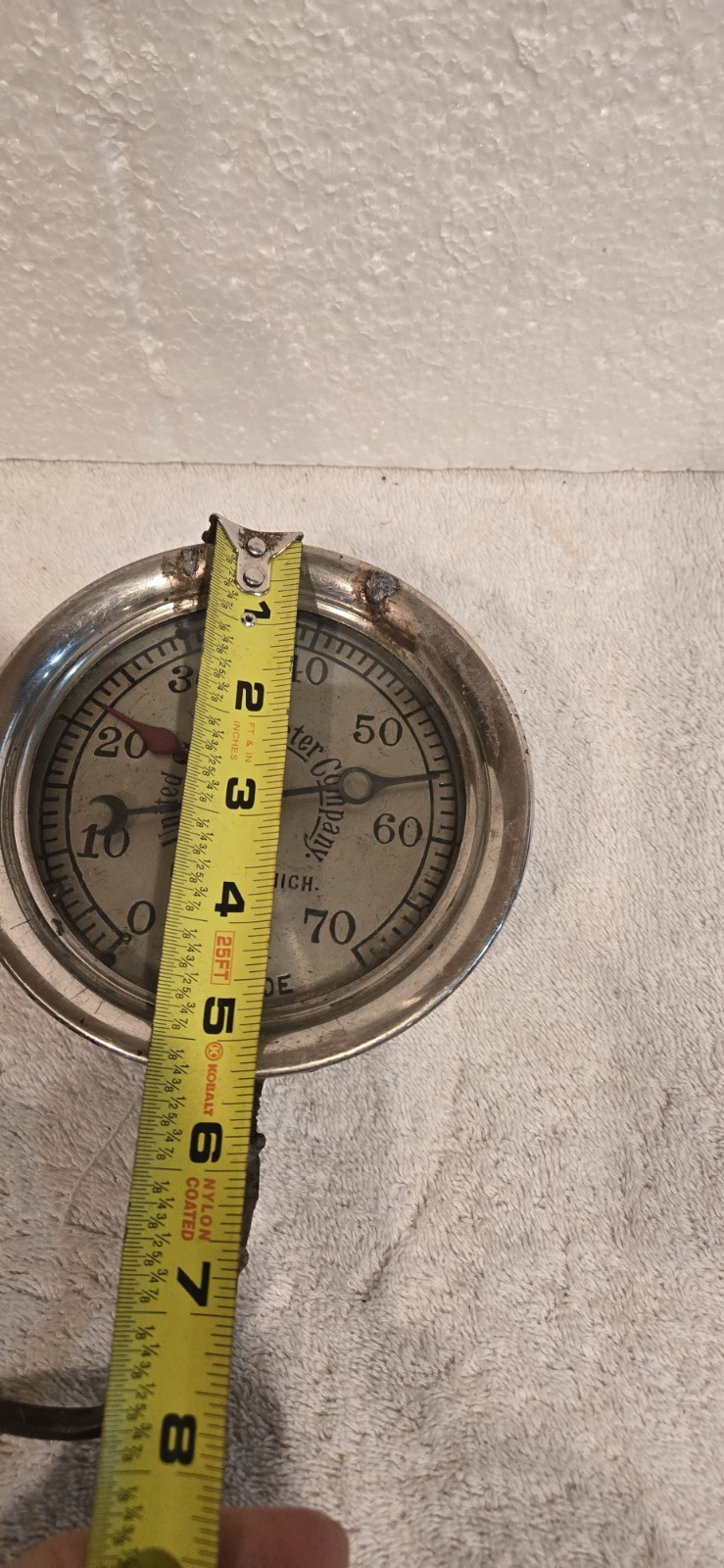 Vintage UnIted States Heater Company Altitude Meter Gauge 0-70 5″x2″