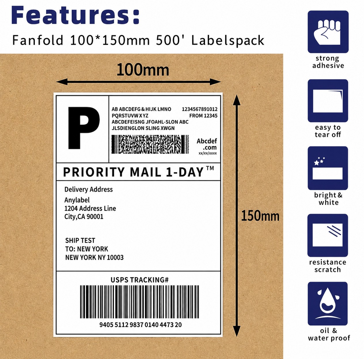 500PCS 4×6 Thermal Shipping Labels Foldable Any Prints Thermal LabelmPaper