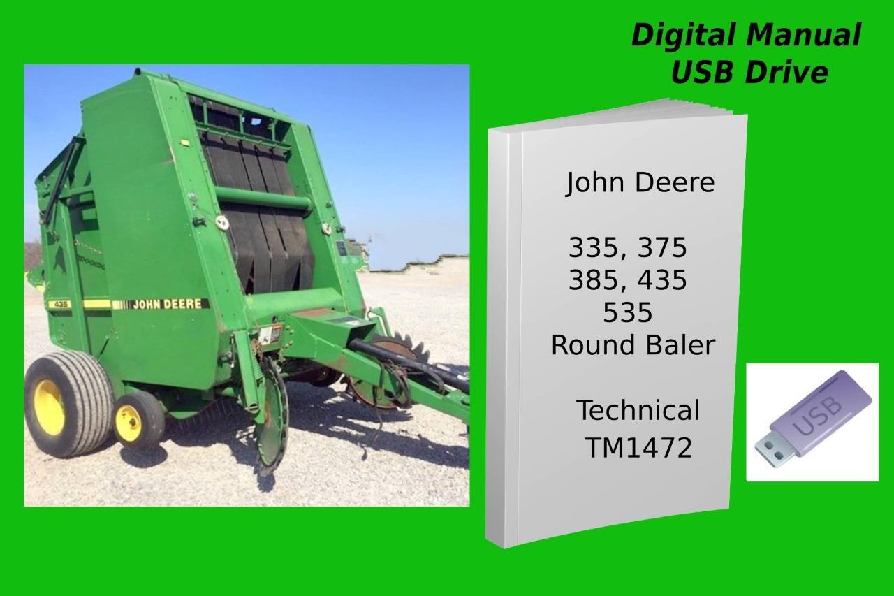 John Deere 335 375 385 435 535 Round Baler Technical Manual See Description