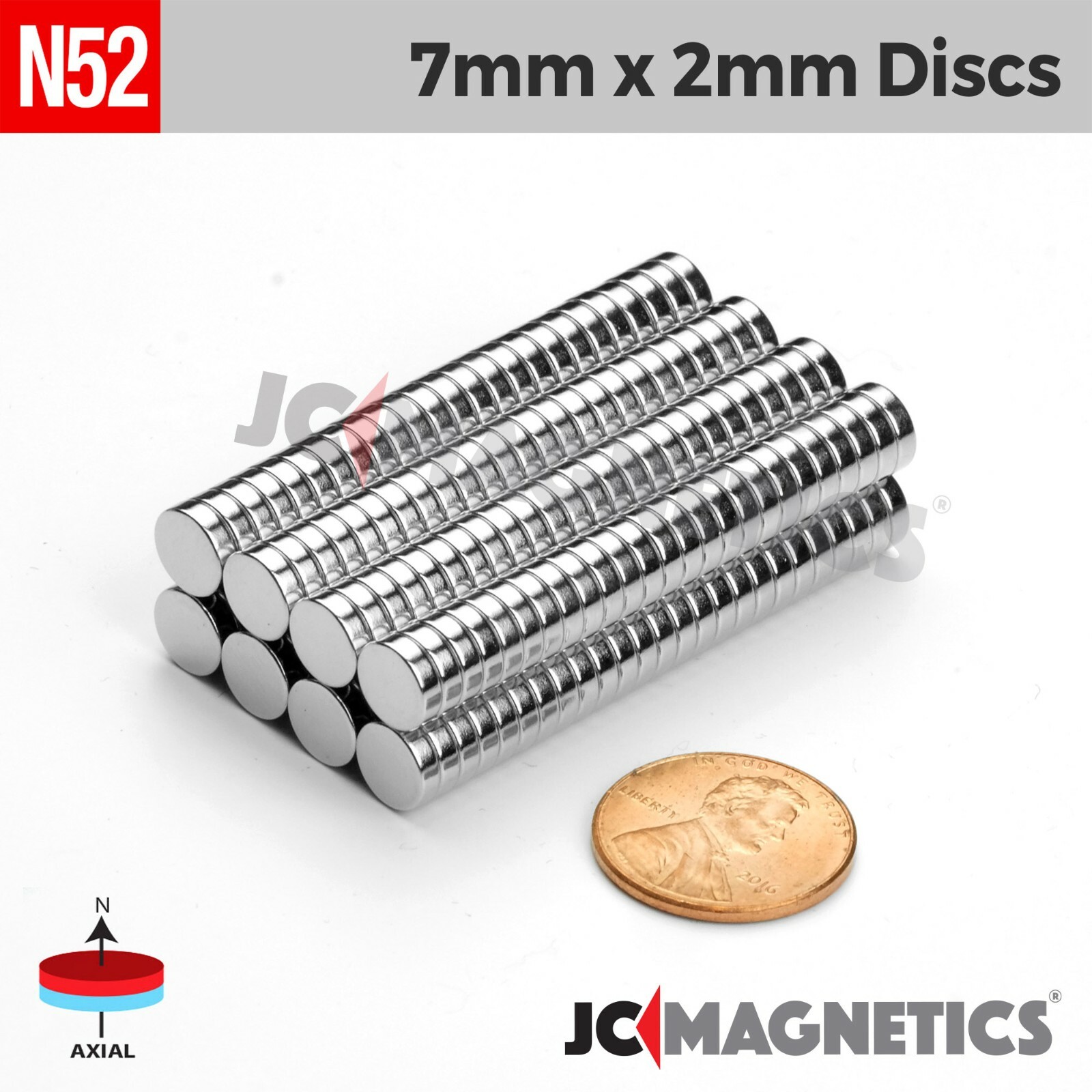 7mm x 2mm 9/32″ x 5/64 N52 Strong Round Disc Rare Earth Neodymium Magnet 7x2mm