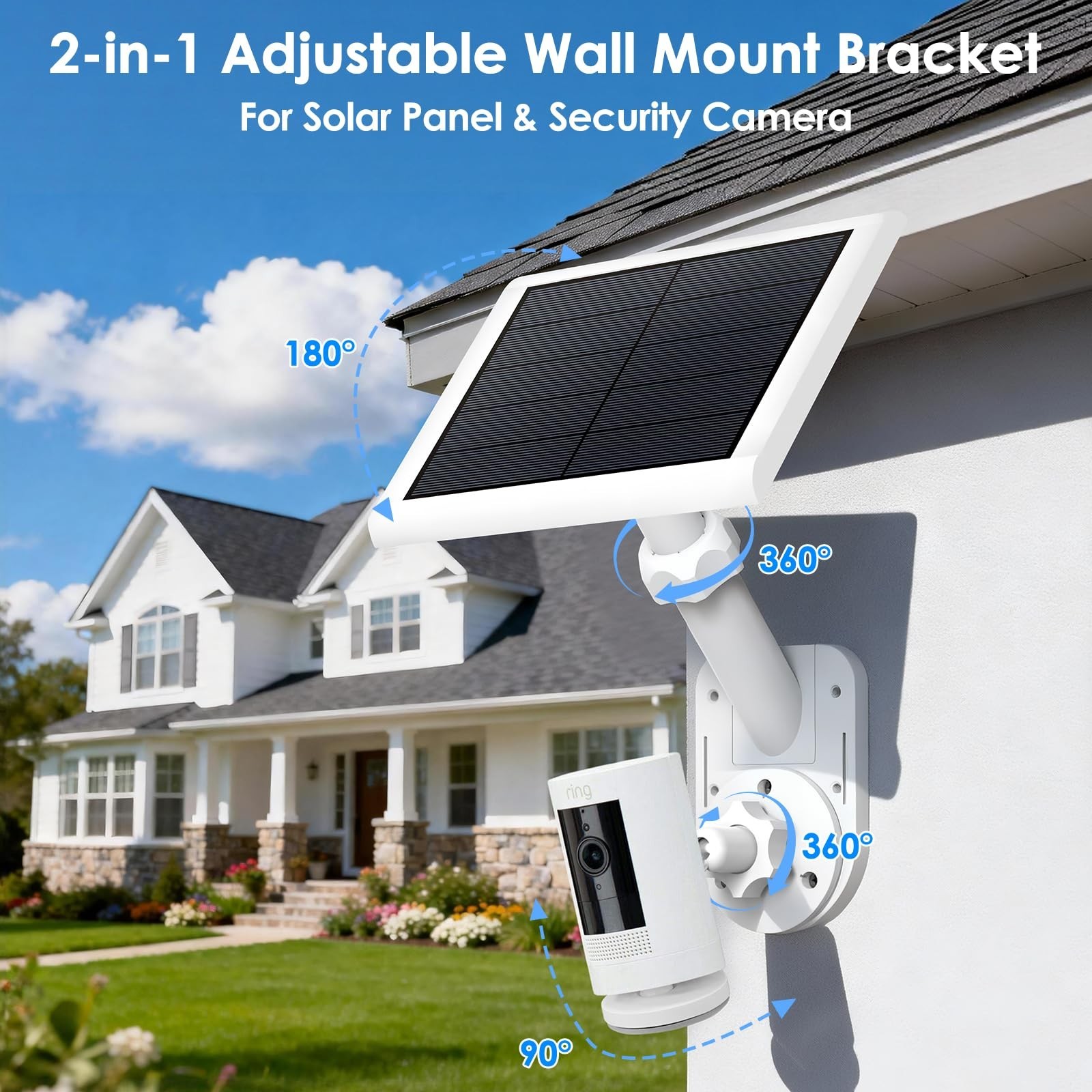 Adjustable Wall/Pole Mount for Ring Cameras & Solar Panels, Universal 2-in-1 …