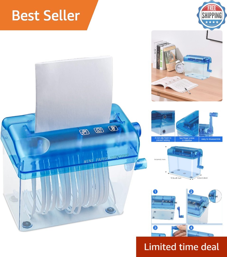 Compact Hand-Powered Paper Shredder – Safe Mini Shredding for Home & Office