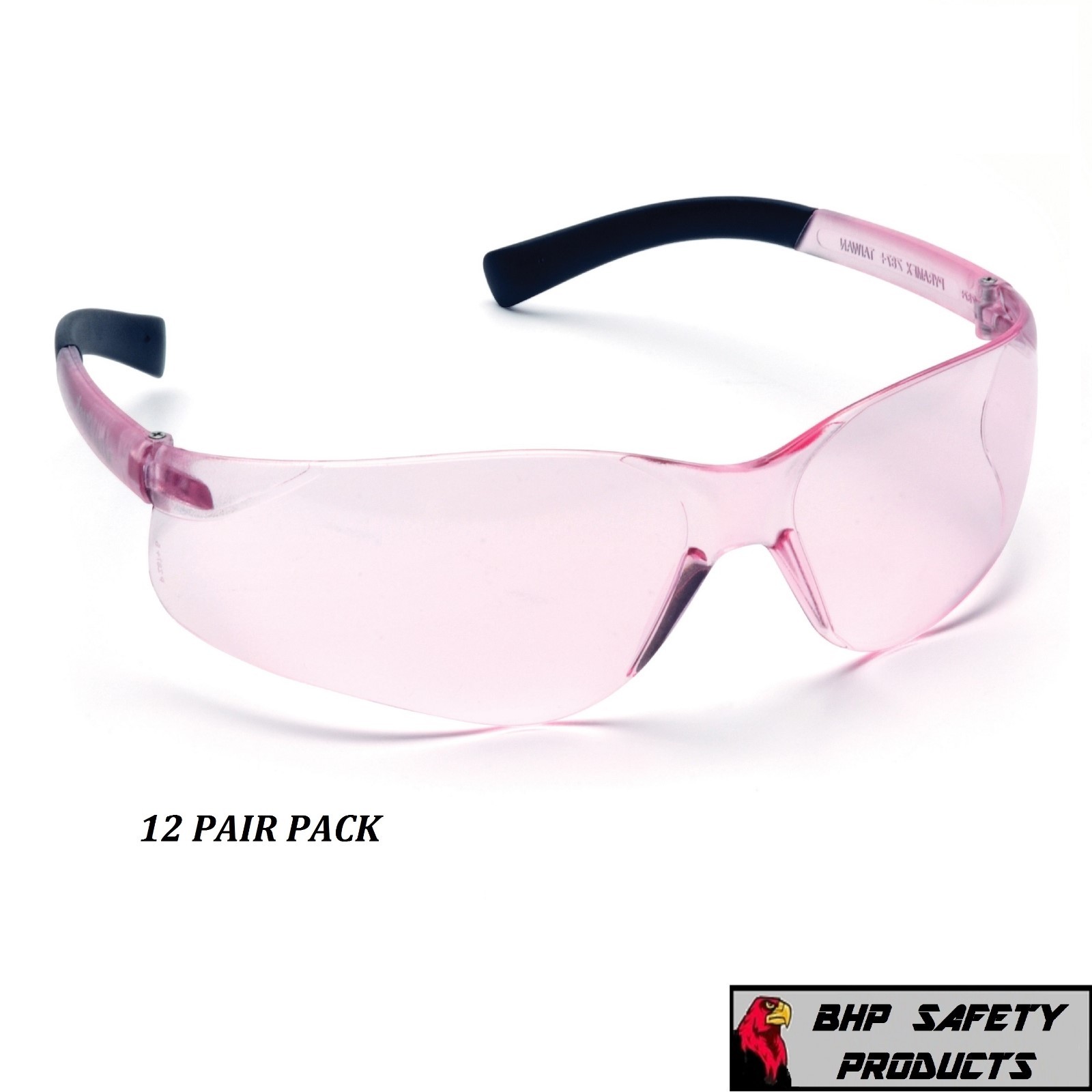 (12 PAIR) PYRAMEX MINI ZTEK SAFETY GLASSES PINK LENS WOMENS KIDS S2517SN