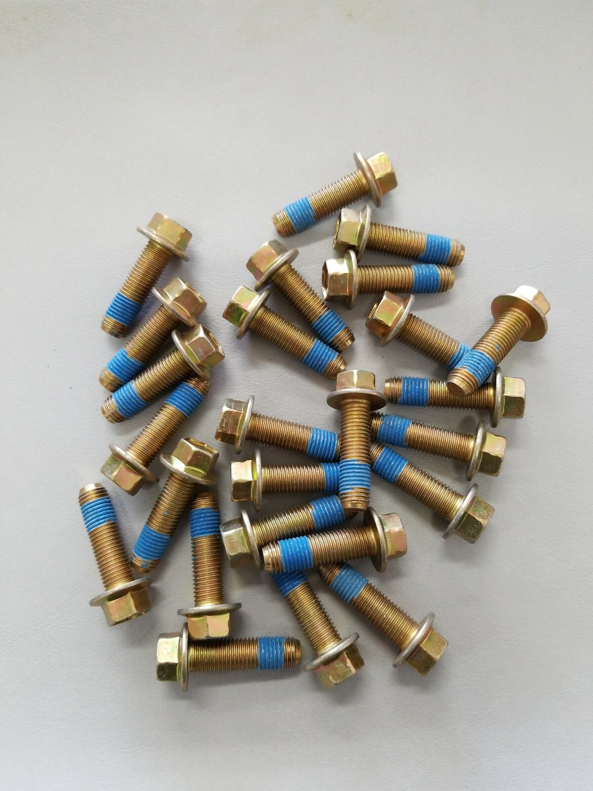 (25) M10-1.25 x 35 CL 8.8 Yellow & Zinc w/Loctite Blue Hex Flange Screw