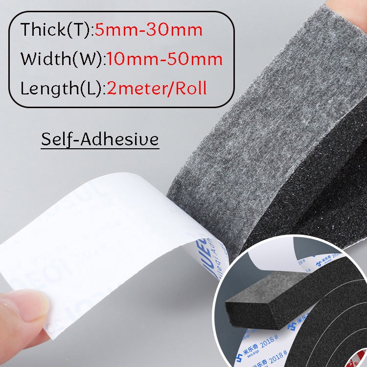 Self Adhesive Backed Foam Sponge Strip Roll Sheet Tape Sticky Seal 10mm-50mm