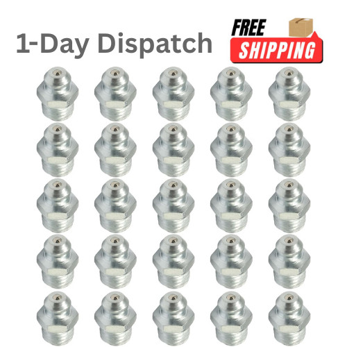25 Pcs M8 Straight Hydraulic Grease Fitting Kit – 8mm x 1mm Zerk Nipple
