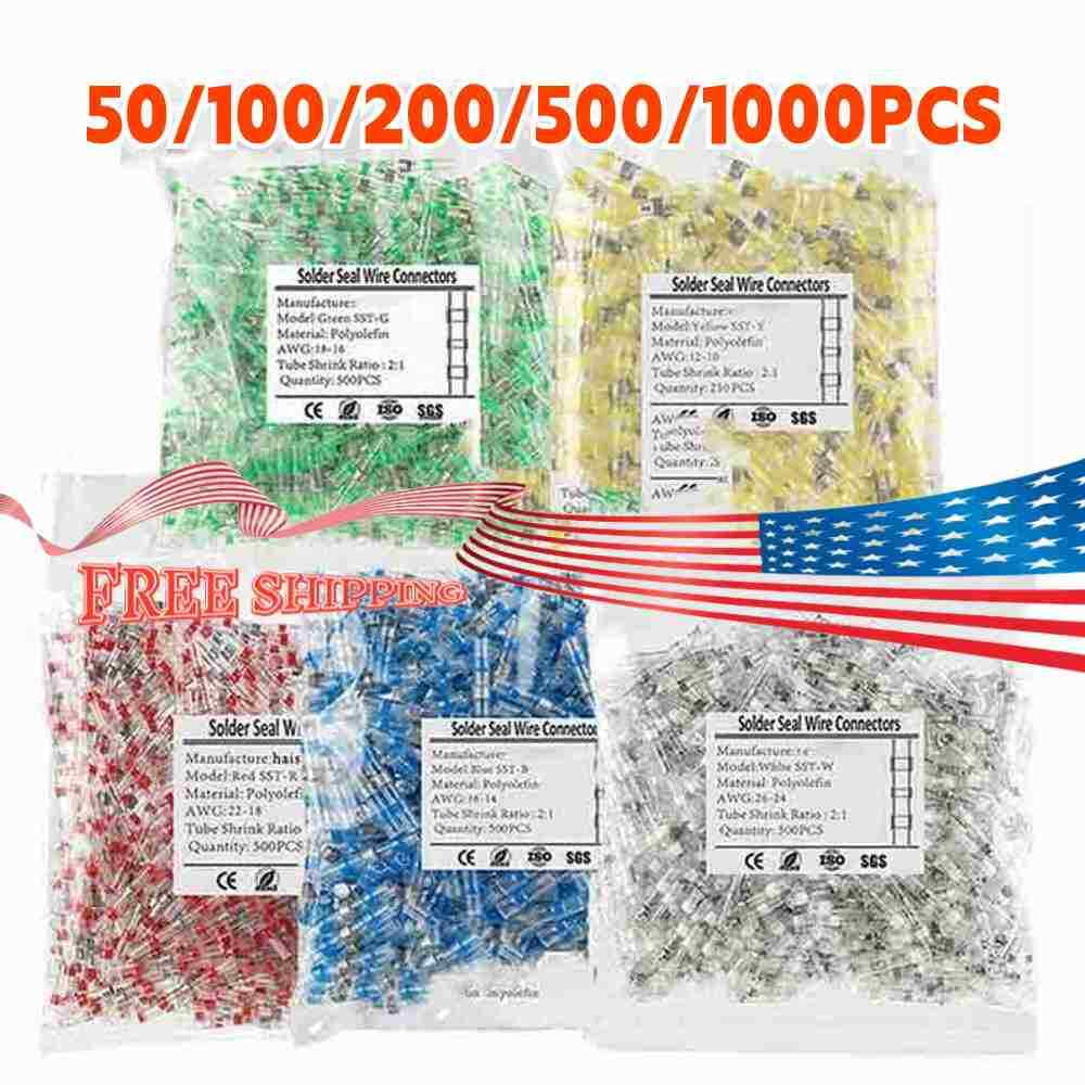 50-1000Pcs Solder Seal Sleeve Waterproof Heat Shrink Wire Connectors Terminals