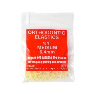 100 Pack Orthodontic Elastics 1/4″ (6.4mm), 0.25 Inch (Pack of 100), yellow