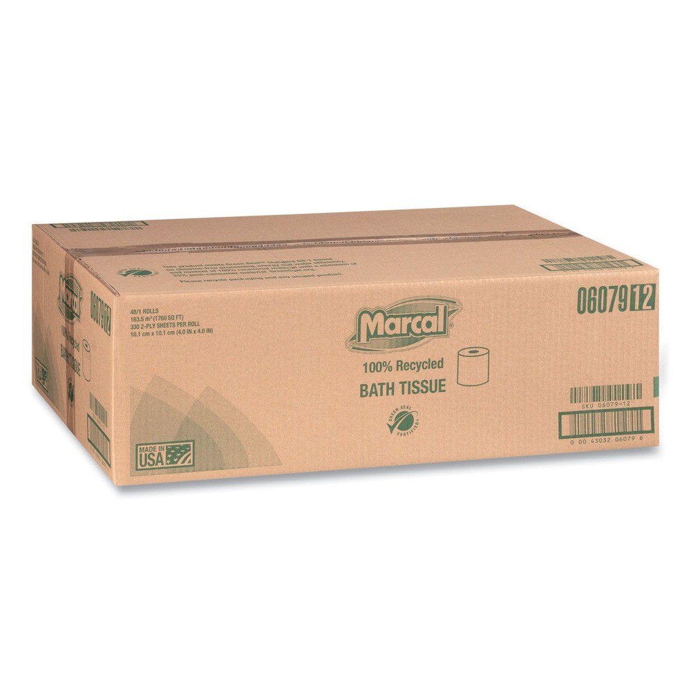 Marcal 6079 2 Ply 100% Recycled Septic Safe Bath Tissues – White (48/Carton) New