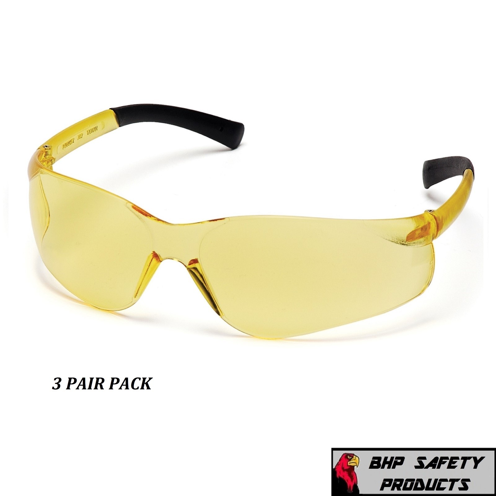 PYRAMEX MINI ZTEK SAFETY GLASSES AMBER LENS YOUTH WOMEN S2530SN Z87+ (3 PAIR)
