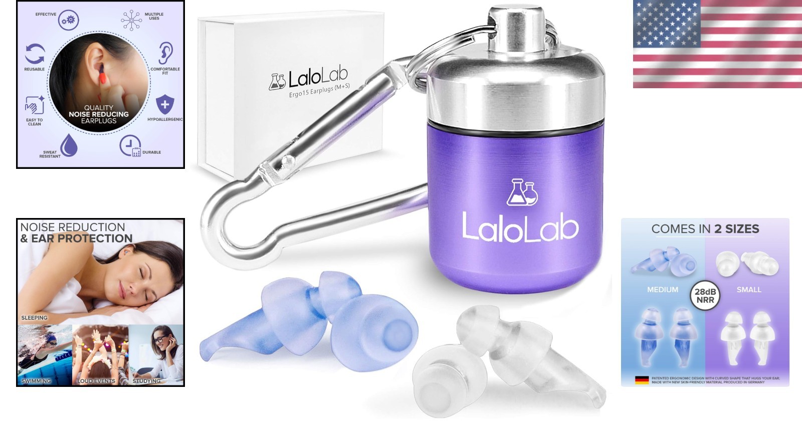 Eco-Friendly Sleeping Ear Plugs with Gift Case – 2 Comfortable Pairs, 28 dB NRR