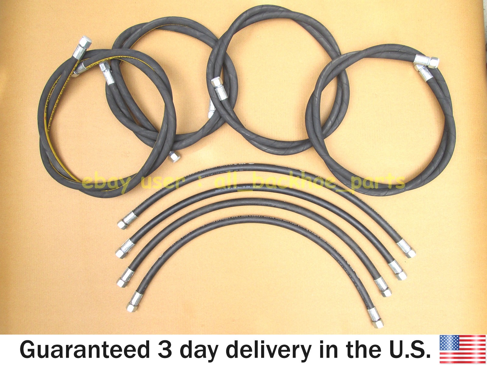 JCB BACKHOE- 3/8 BSP FRONT LOADER ARM HOSE KIT L+R, 8 PCS. (612/80099 612/80078)