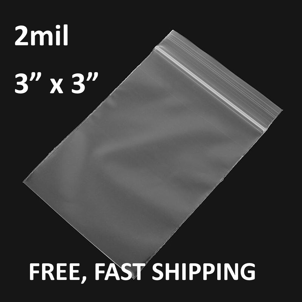 3″x 3″ CLEAR 2 MIL TOP LOCK ZIP SEAL BAGS POLY PLASTIC RECLOSABLE SMALL BAGGIES