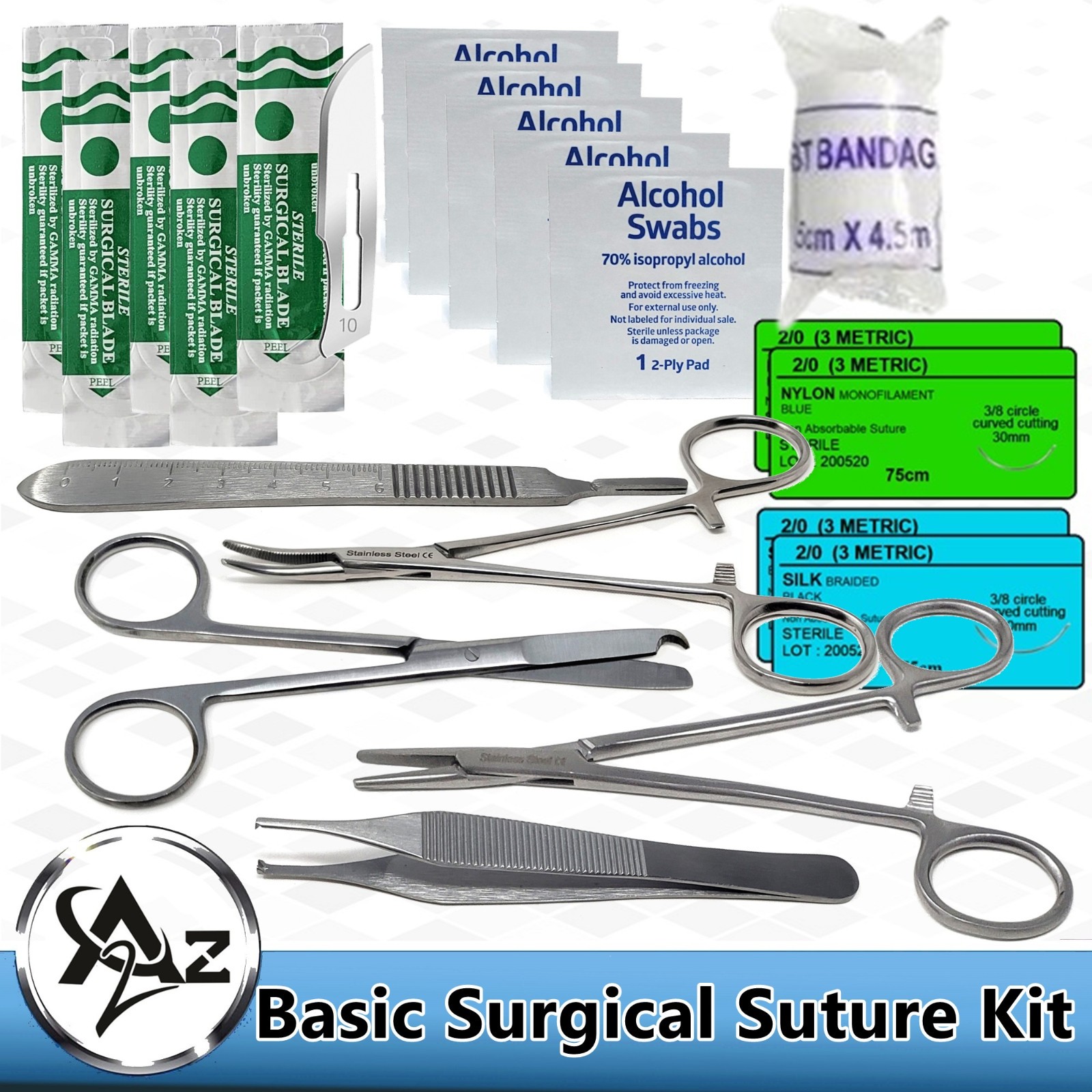 20 pcs Basic Suture Practice Kit First Aid Set Emergency Trauma Survival Pack