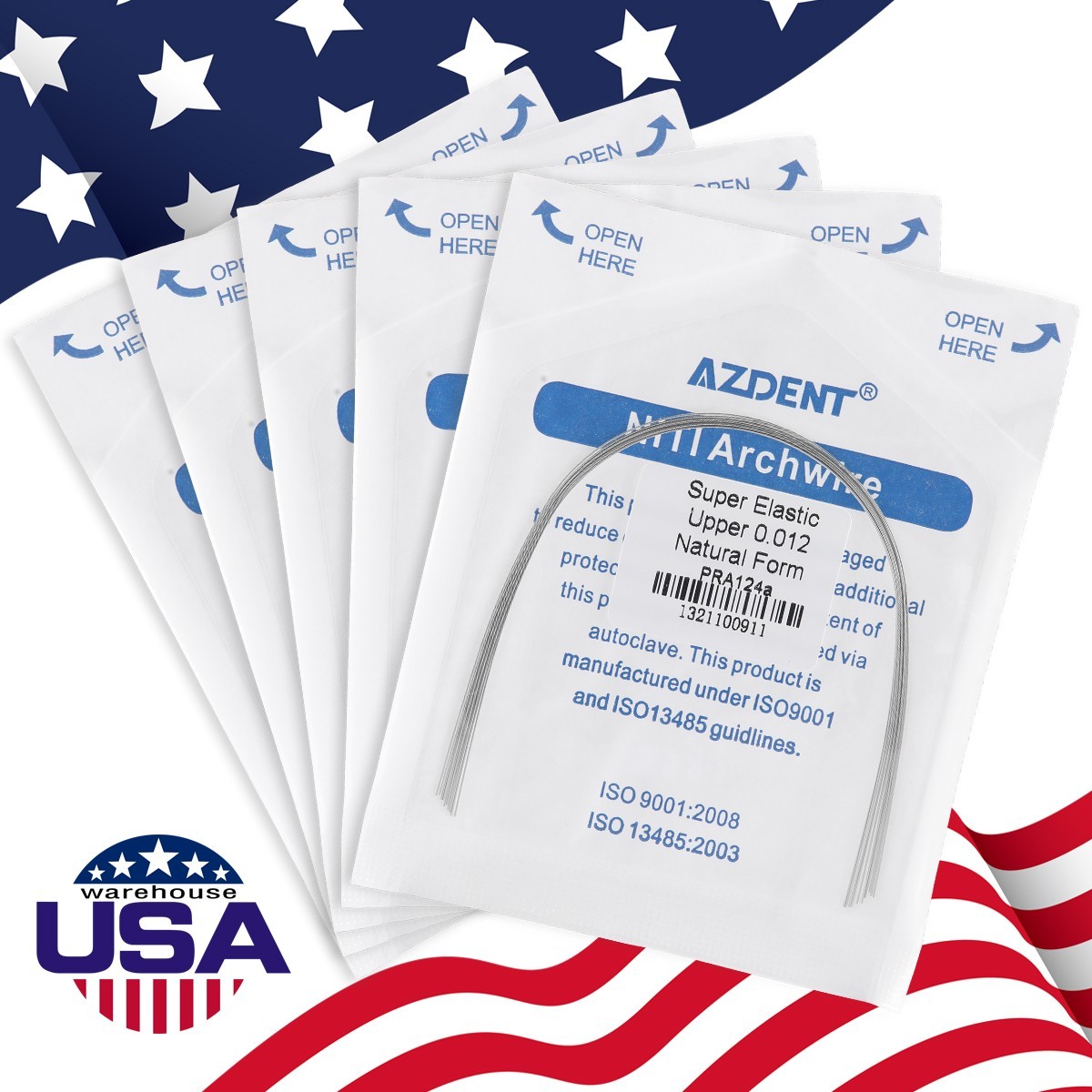 AZDENT Dental Orthodontic Niti Arch Wire Round Nature Form 10pcs/pack