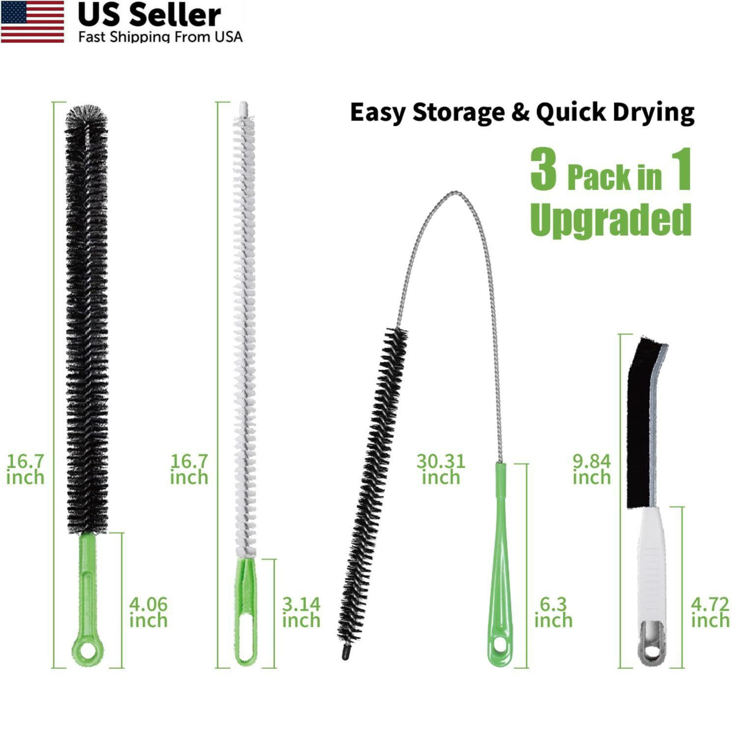 4pcs Flexible Cleaning Brush Set for Dryer Vents, Fridge Coils, HVAC Black