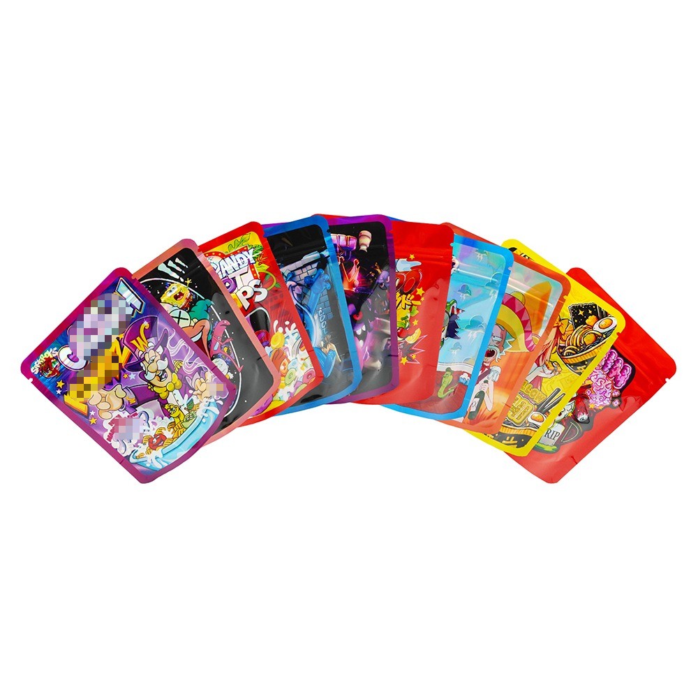 3.5g Mixed Resealable Zip Seal Mylar Bags Smell Proof Food Candy Bags 100pcs