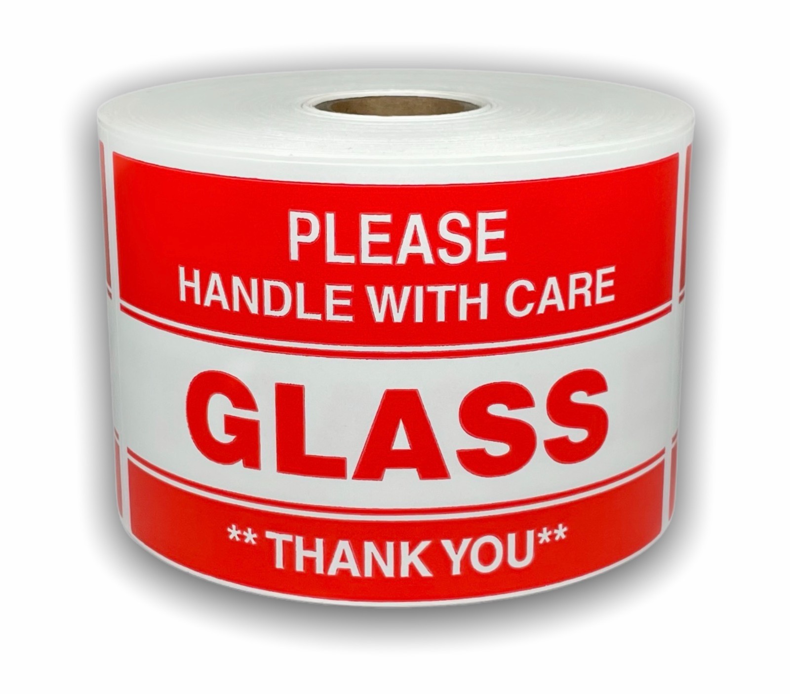 3X5, PLEASE GLASS HANDLE WITH CARE **THANK YOU**, 500 labels a roll, 1-12 Rolls