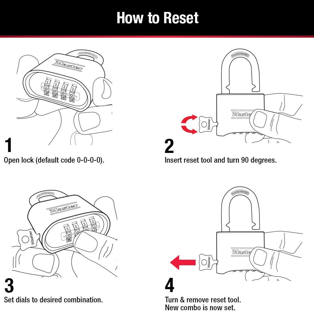 Master Lock Brass Combination Padlock for Indoor and Outdoor use with