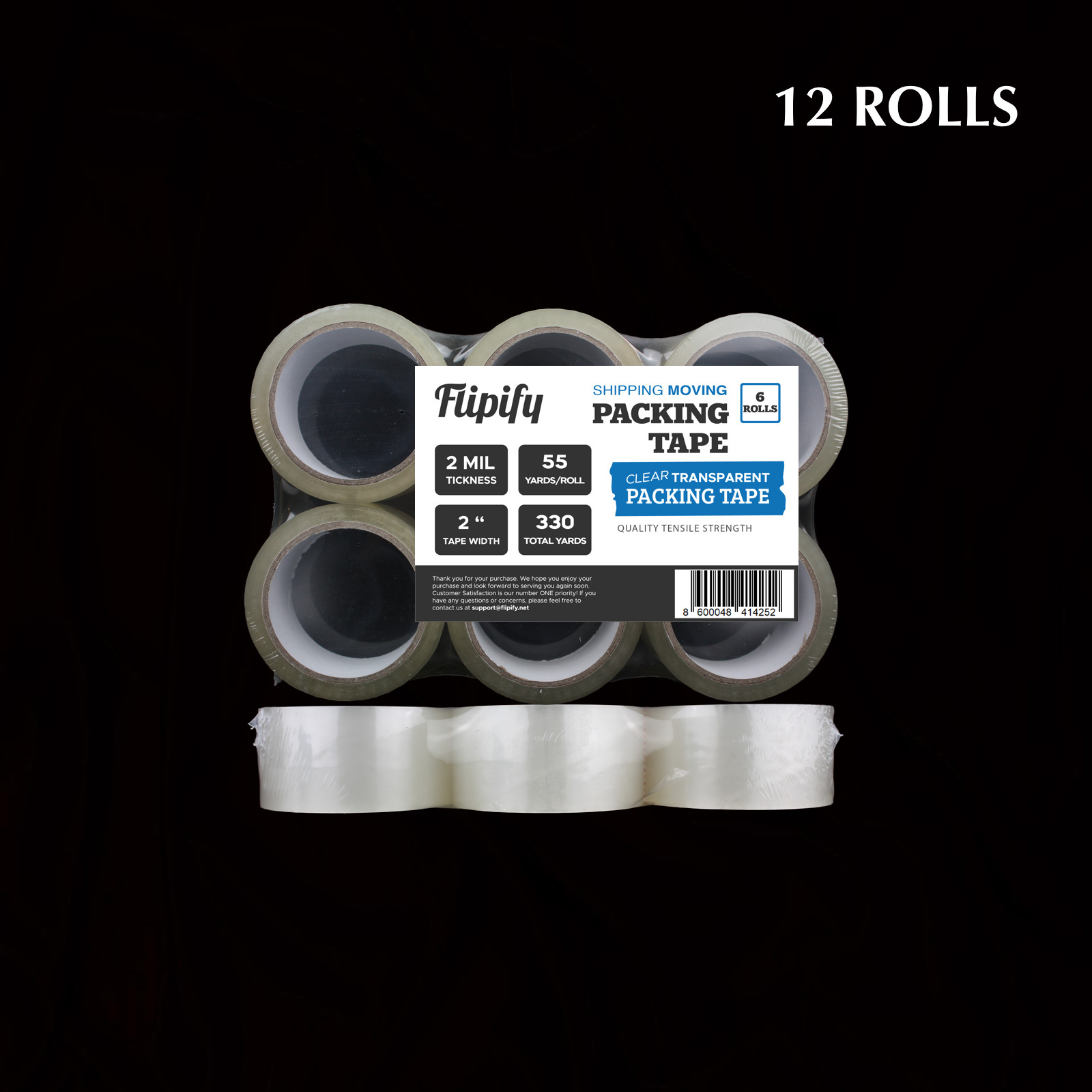12 rolls Carton Sealing Clear Packing Shipping Box Tape 2 Mil- 2″ x 55 Yards