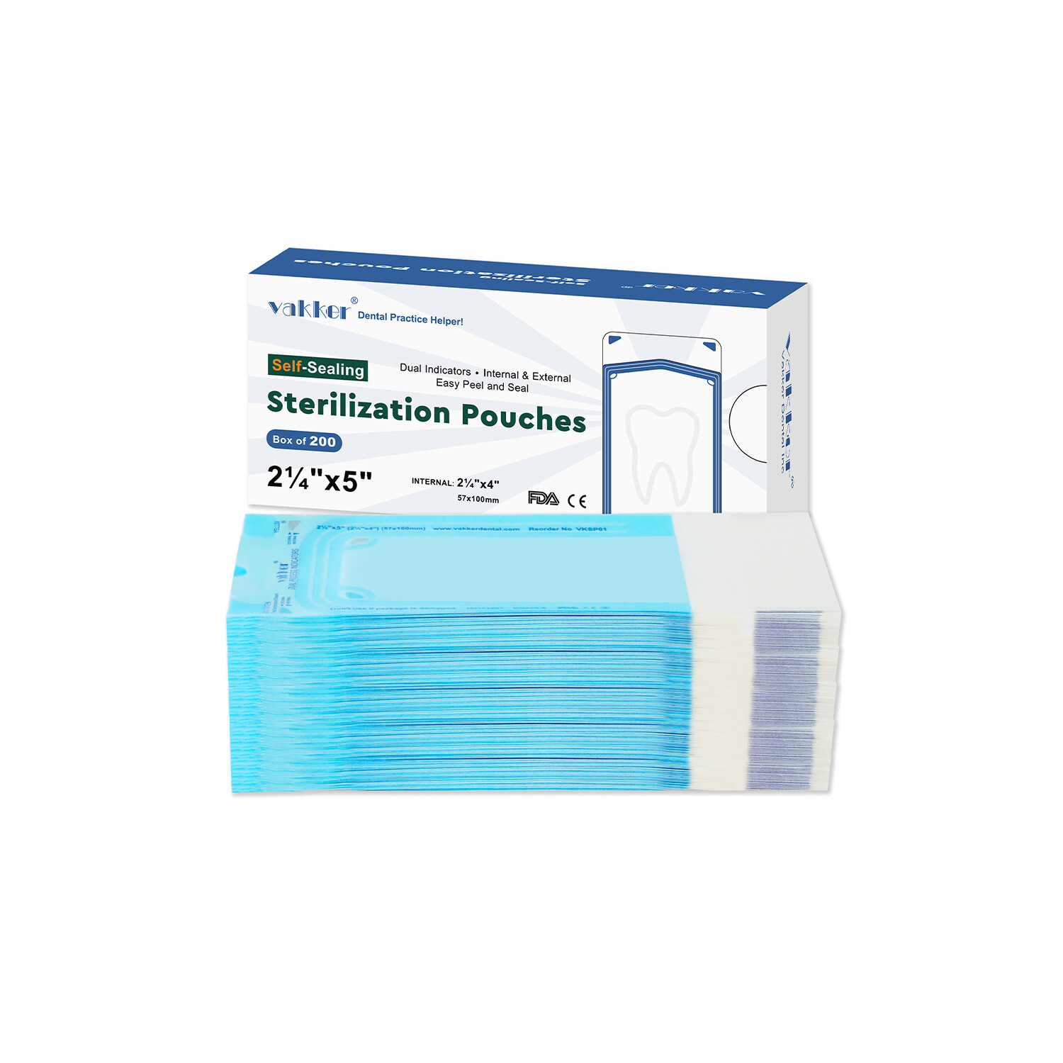 4000pcs 2.25″ x 5″ Self Sealing Dental Sterilization Pouches, Sterilizer Bag