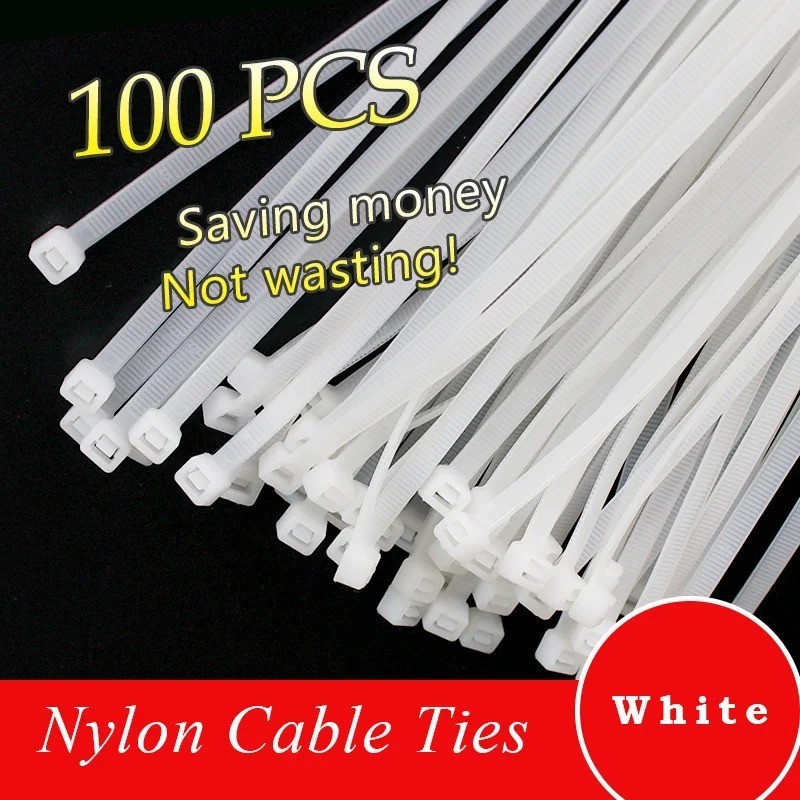 100pcs Cable Ties Black & White Premium Zip Ties Cable Tidy Long Short Small All
