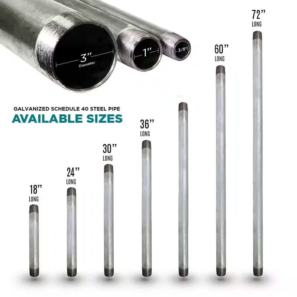 1 In. X 24 In. Galvanized Steel Pipe