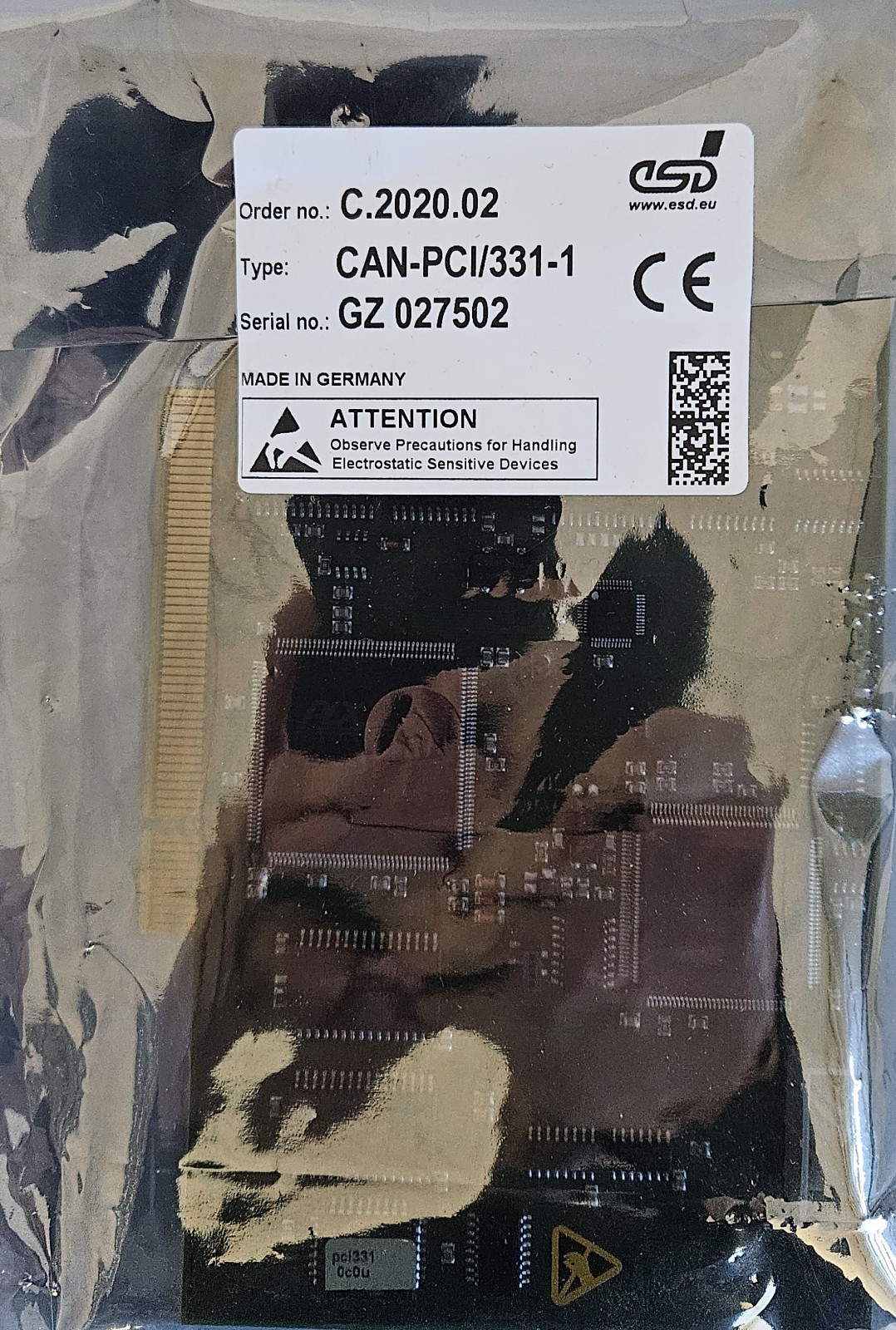 ESD CAN-PCI/331-1 Intelligent PCI-CAN Interface 1 Channel New Sealed