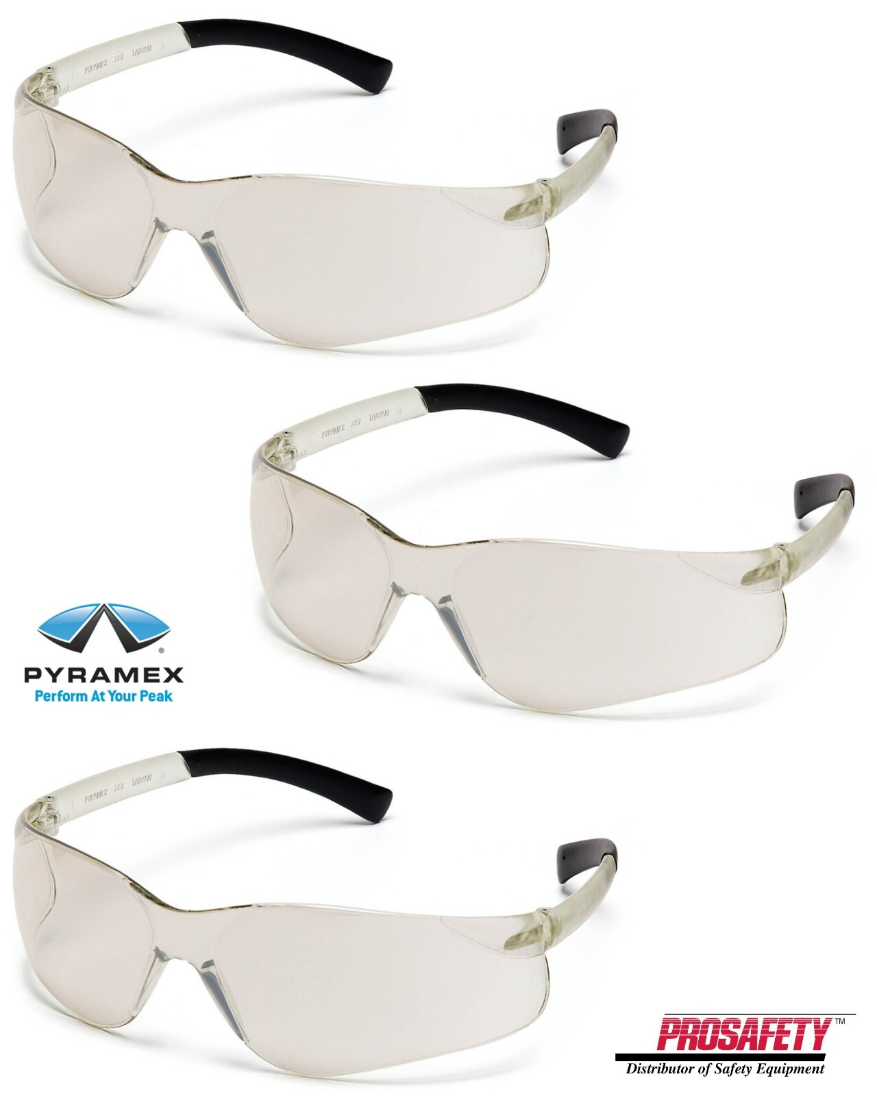 3 PR ZTEK S2580S I/O MIRROR Indoor/Outdoor Protective Work Safety Glasses Z87+