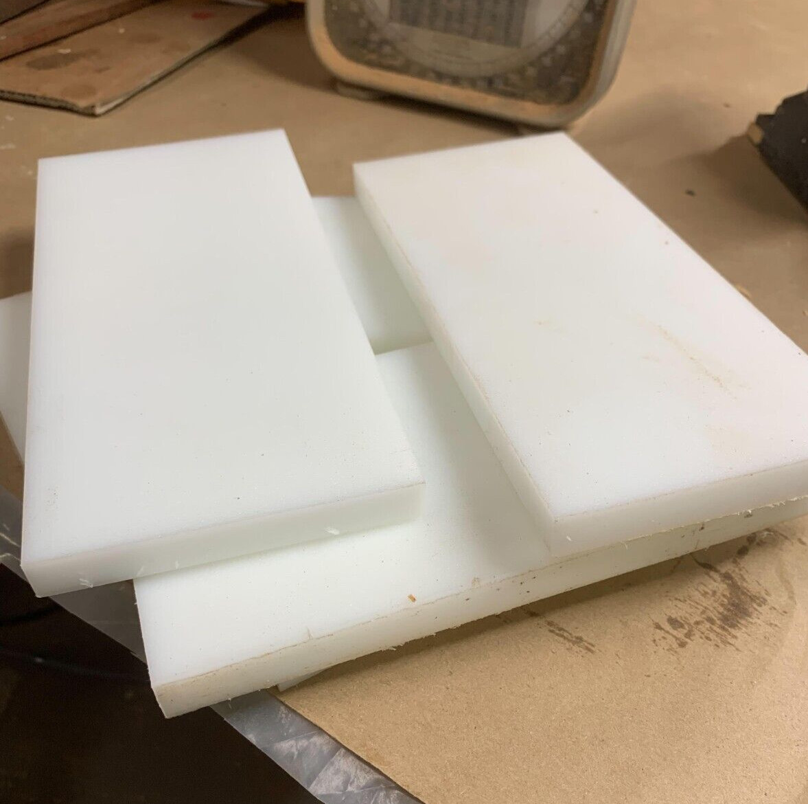 HDPE (High Density Poly.) LOT of 6 pcs 1/2″ x 3.75″ x 7.75″ White FREE SHIPPING