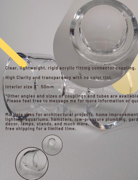Clear Acrylic elbow 90 degree High clarity smooth finish, light weight. 1 1/2″