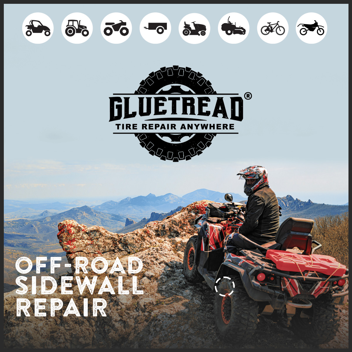 GlueTread Tractor Sidewall Tire Repair Kit Easy to Apply No Need to Remove Tire