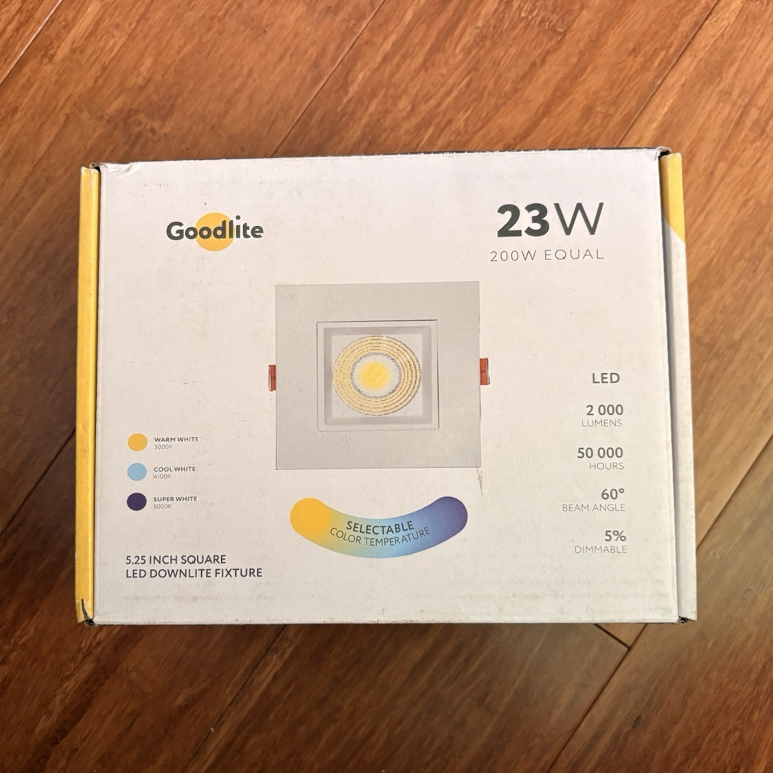Goodlite 23W 5.25in Square LED Recessed Downlight Fixture Selectable CCT