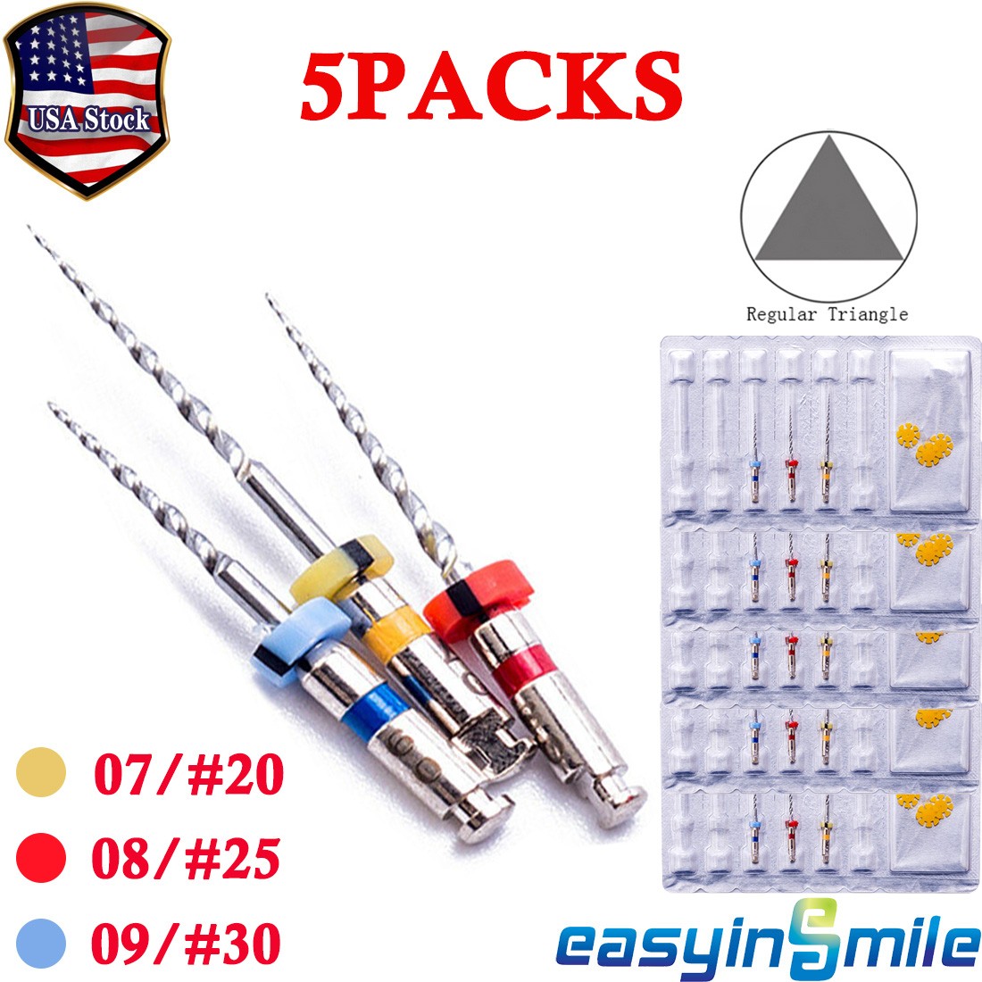 5Packs Dental Root Canal X-Retreatment Endo Files Endodontic NiTi Rotary Files