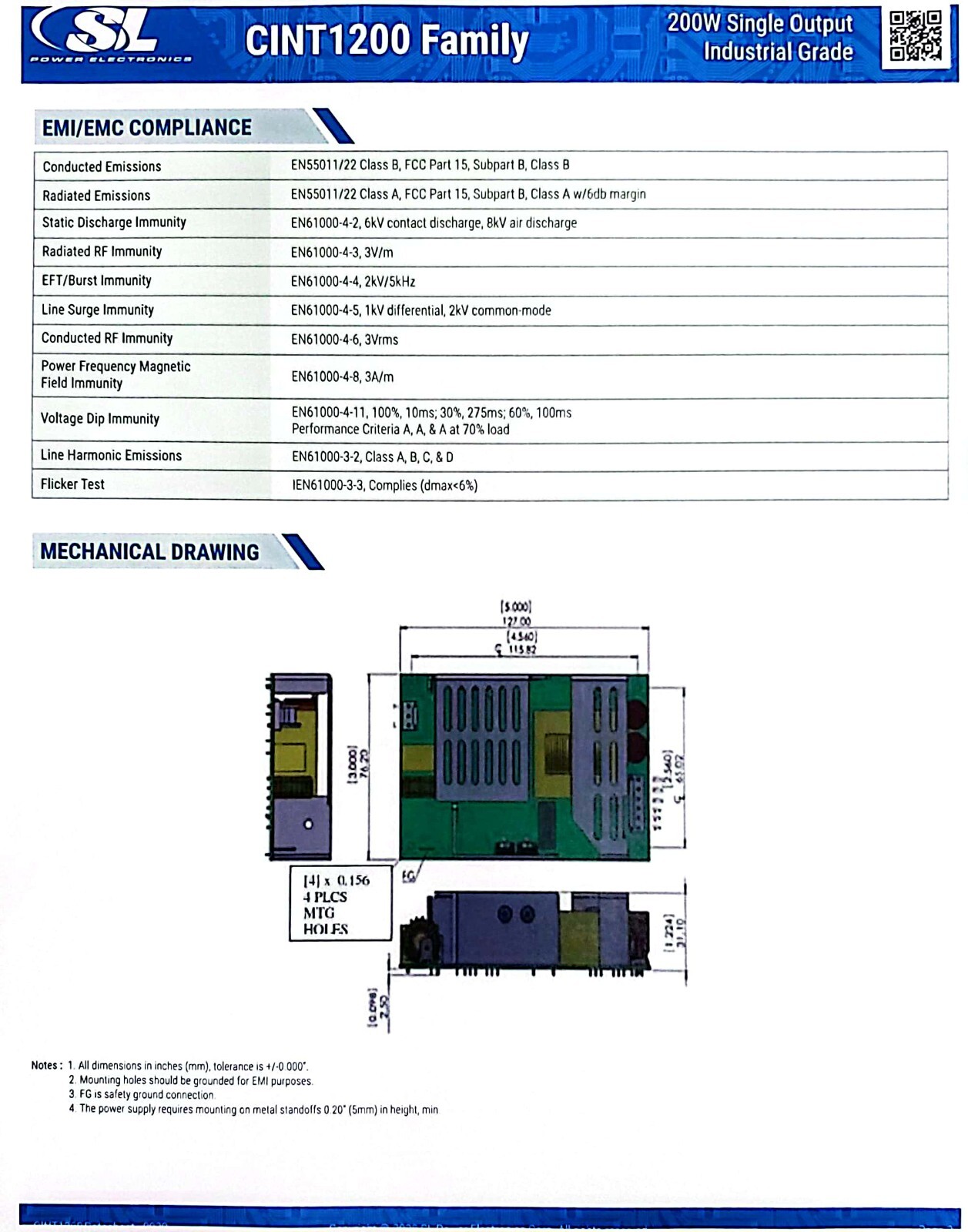 12VDC/16.A Power Supply , Model: CINT1200A1275K01, INPUT: 100-240VAC