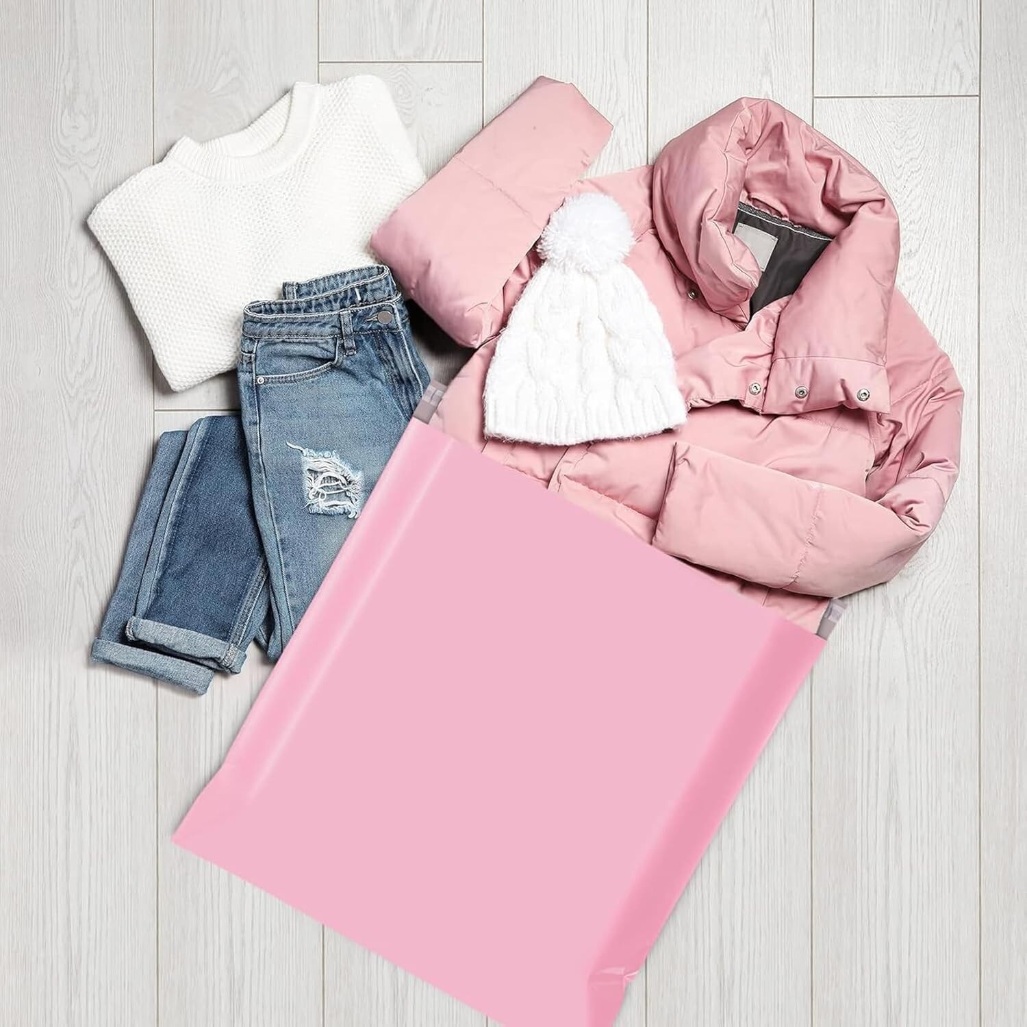 300x Large Poly Mailers 24×24″ Shipping Bags for Clothes Business Light Pink