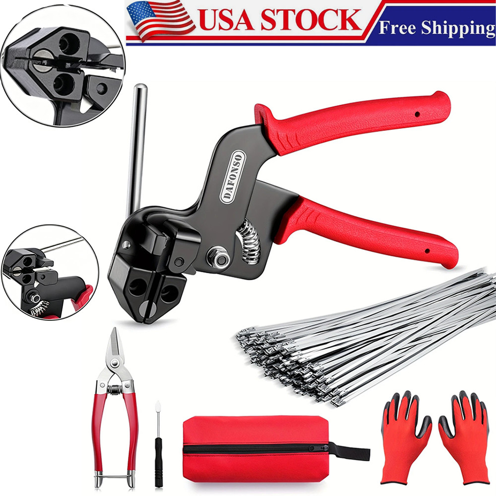 Cable Tie Tool Gun Stainless Steel Cable Tie Tool Repair W/150PCS Metal Zip Ties