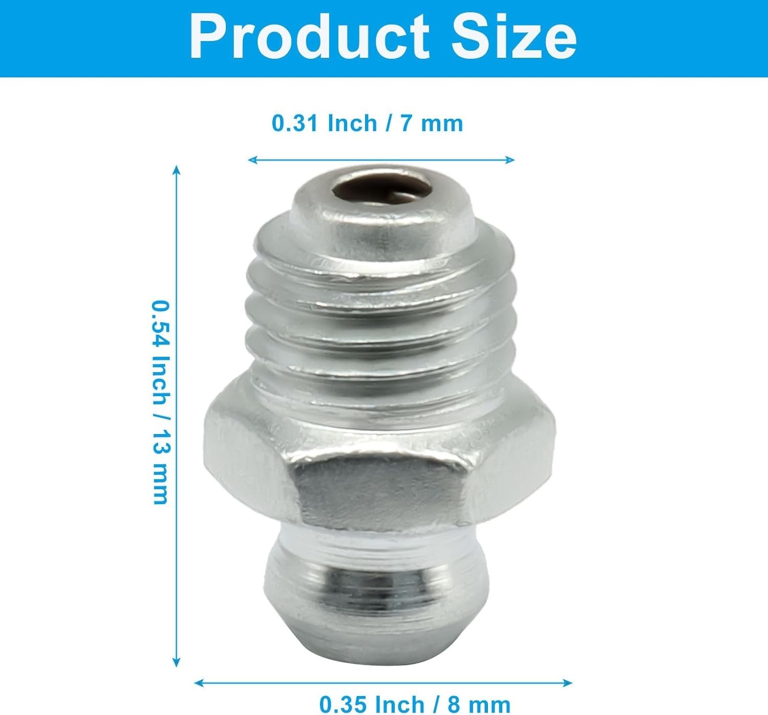 25 Pcs M8 Straight Hydraulic Grease Fitting Kit – 8mm x 1mm Zerk Nipple