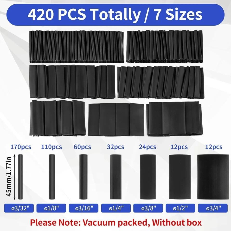 446 Pcs Heat Shrink Tubing Kit-4:1 Ratio Adhesive Lined Marine Grade Shrink
