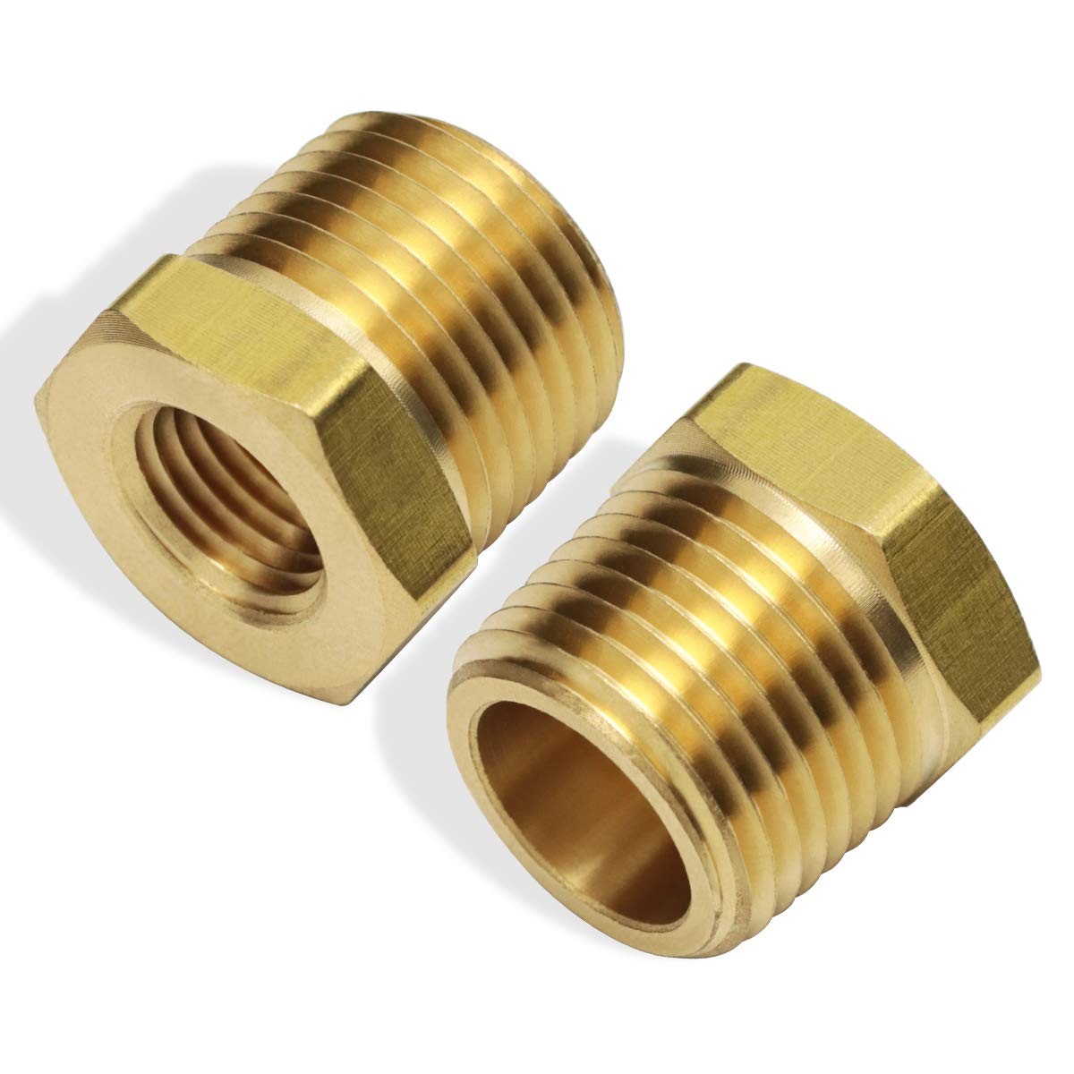2pcs 1/2 Inch NPT to 1/4 Inch NPT Female Reducer Brass Pipe Hose Tube Fitting…
