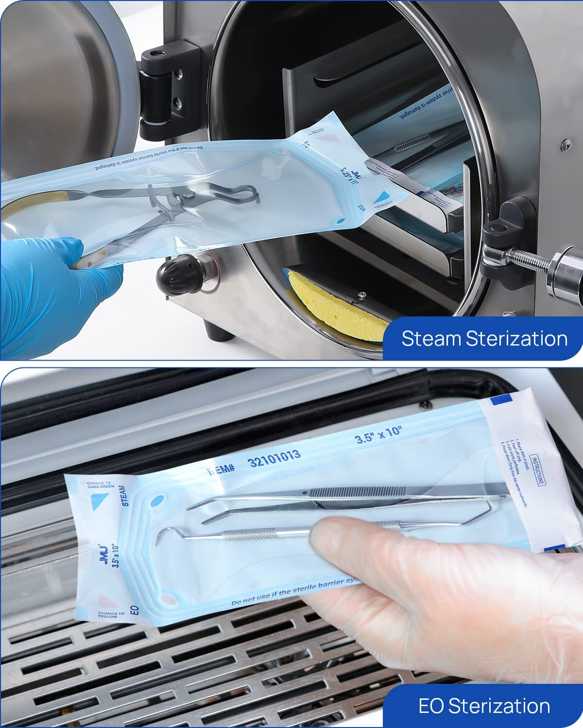 JMU Self Sterilization Pouches Autoclave Pouch 3.5*6.5″ Sterilizer Bags 1000pcs