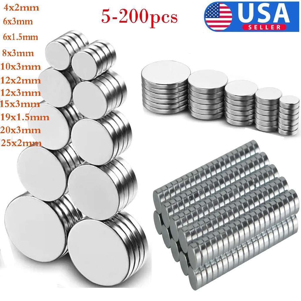 N52 Full Size Neodymium Magnets Disc Round Super Strong Rare Earth Magnet LOT