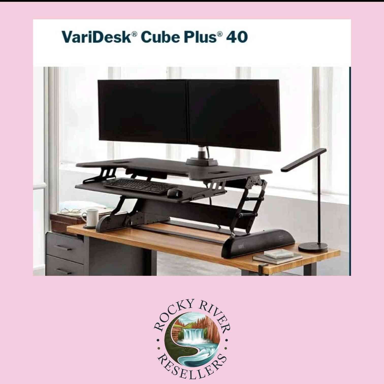 Stand-Sit Adjustable Height Desk Converter | VariDesk® Cube Plus® 40 | 49884 |