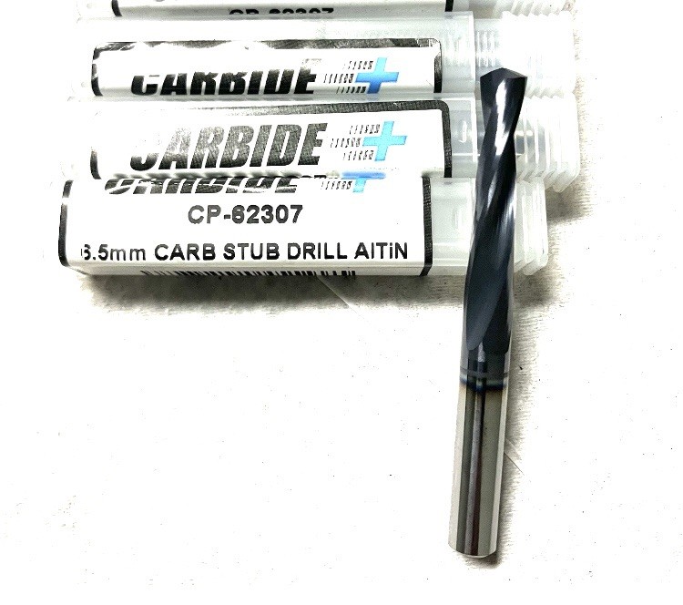 Carbide Plus CP-62307 6.5mm Solid Carbide Stub Drill Bit AlTiN 135° CNC USA