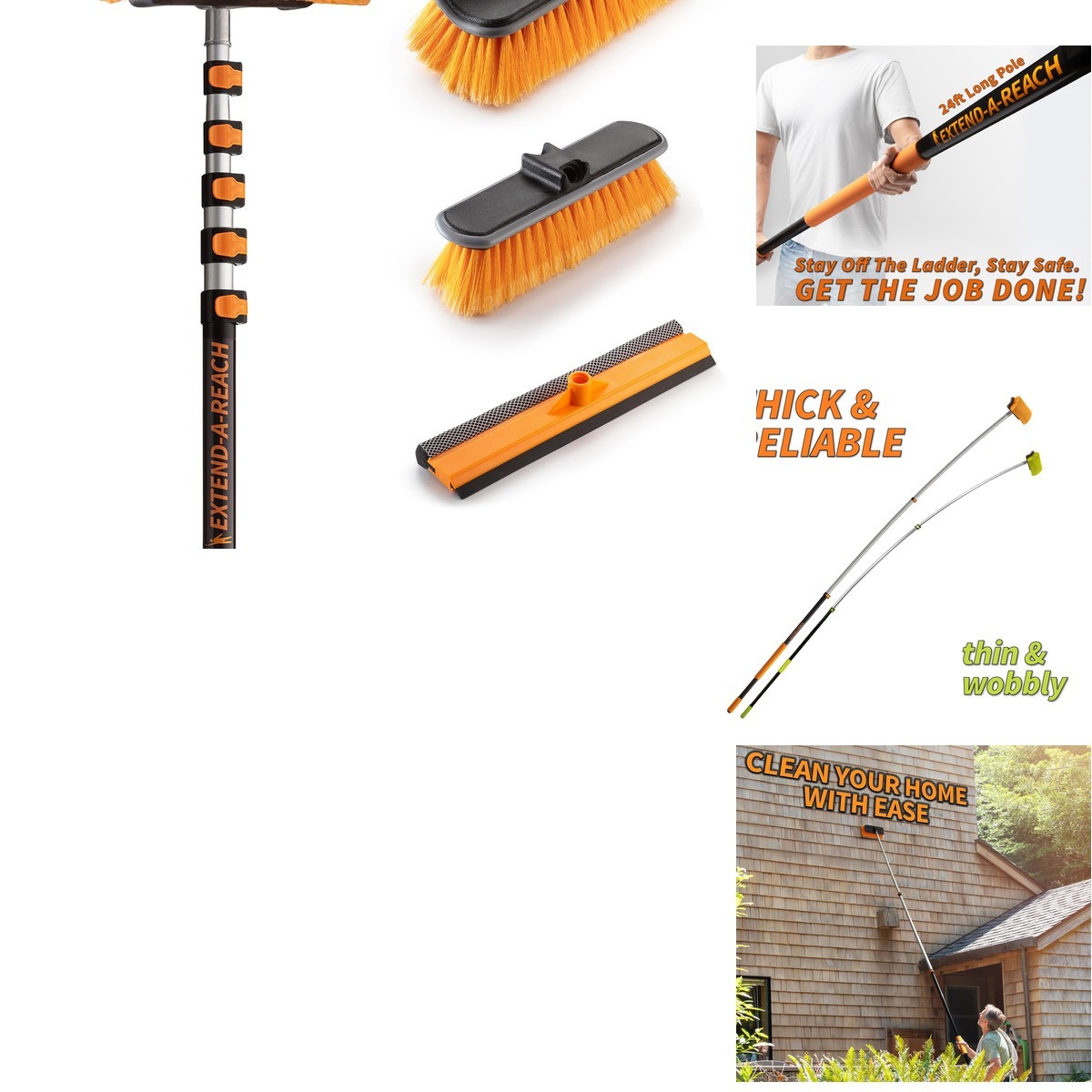 Extend-A-Reach 30-Foot Exterior House Cleaning Brush Set 5-24 Ft //
