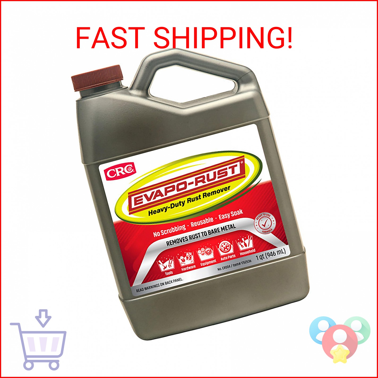 CRC Evapo-Rust, Heavy-Duty Rust Remover, Reusable, Acid-Free Non-Corrosive 32 oz