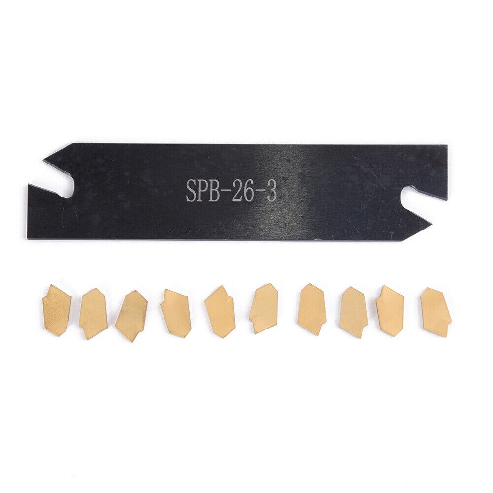 10 Pcs GTN-3 SP300 Insert Lathe Cut Off Grooving Parting Tool Holder SPB26 -3